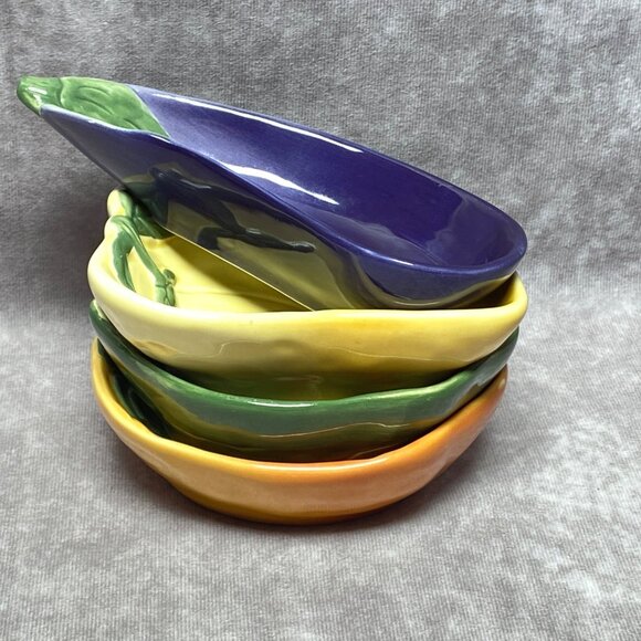 Set Of 4 Williams-Sonoma Jardin Potager Collection Ceramic Dipping Bowls - Picture 9 of 9